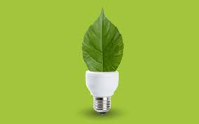 lámpara ecológica con hoja verde como bombilla